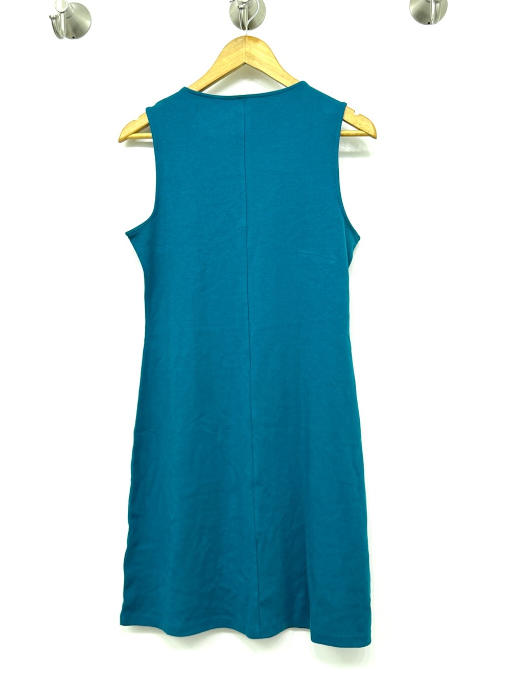J. Crew Essentials cotton knit sleeveless tank dress teal blue sz medium capsule - Picture 4 of 6
